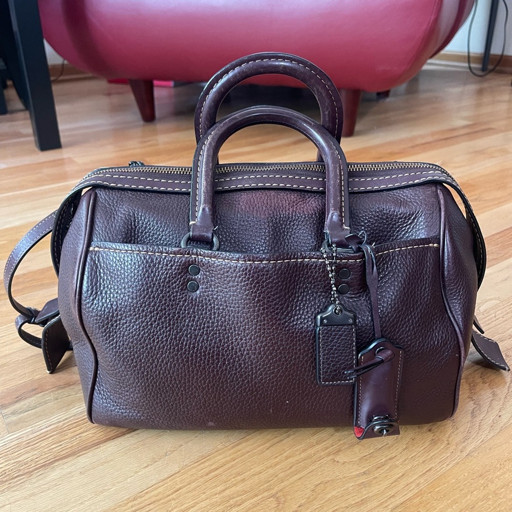Coach Brown Leather Satchel with Dark Brown Handles